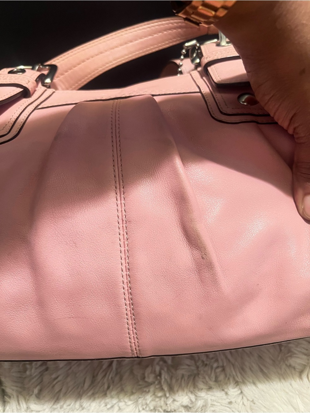 Vintage Coach Soho pleated Pink Leather Tote Shoulder Bag with Branded Tag - Picture 5 of 12